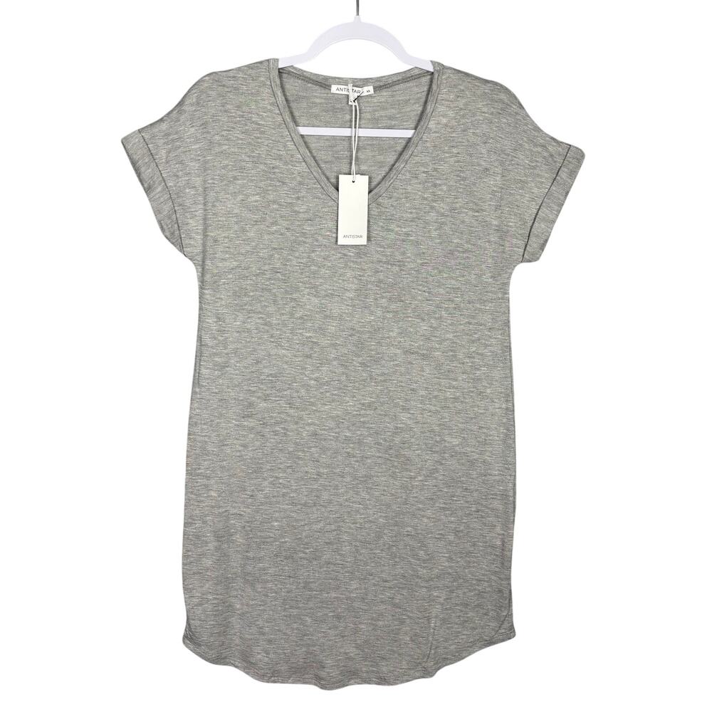 Antistar Dress Womens XS Gray T Shirt Soft Lounge Cozy Basic Minimal Knit Comfy